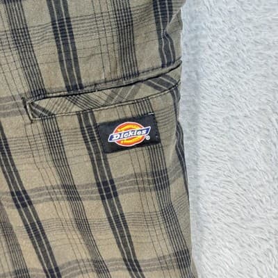 Dickies Shorts Mens 38 Brown Plaid Work Chino Utility Multi Pocket 12 Inseam - Thumbnail 3