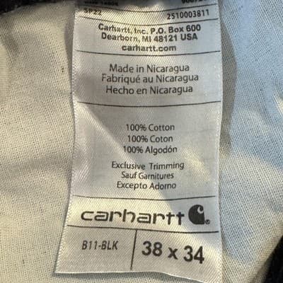 Carhartt Pants Mens 36x34 Black B11 Washed Duck Work Dungaree Carpenter Canvas - Thumbnail 7