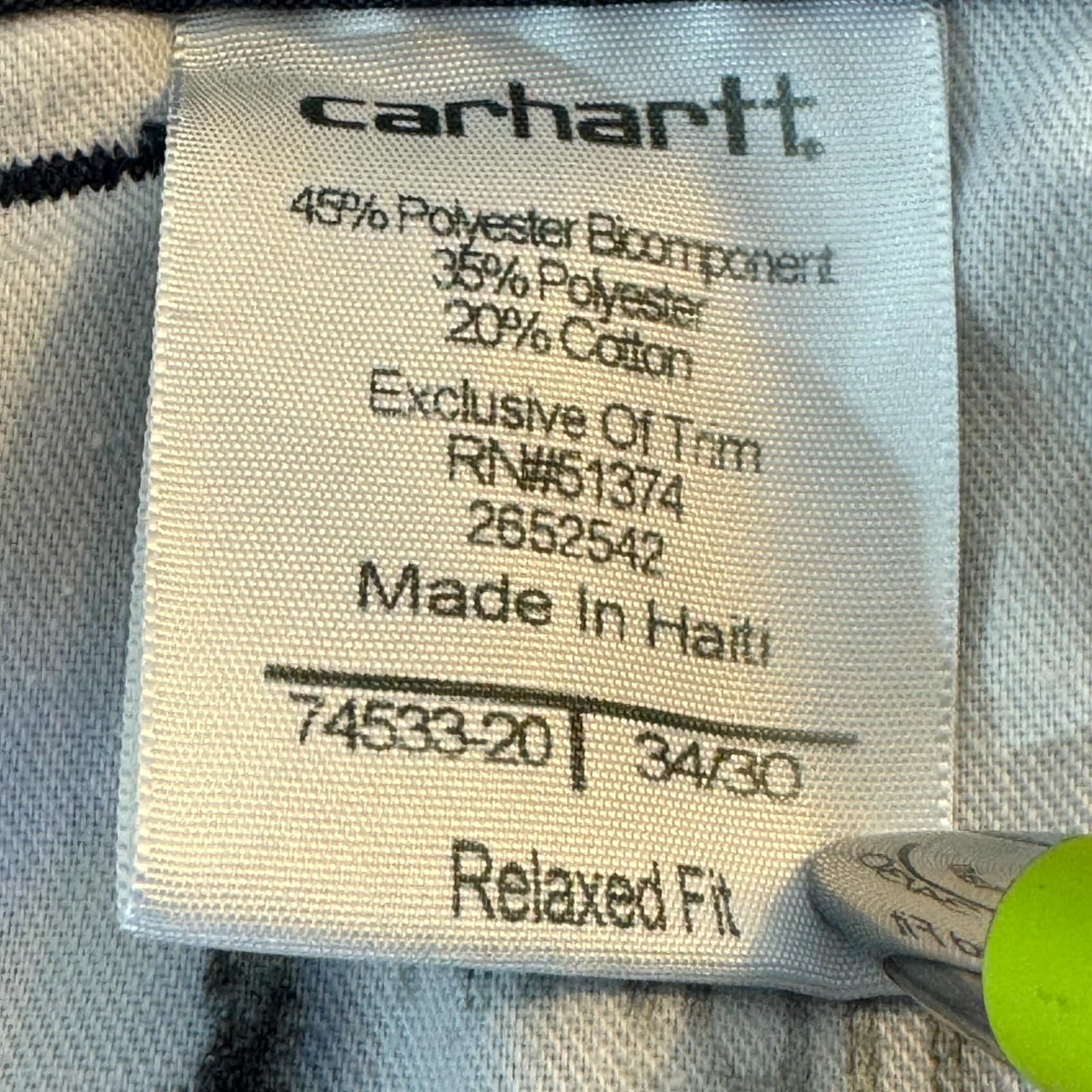 Carhartt Mens Workwear Pants 34 X 29 Navy Mid-Rise Relaxed Fit Straight M2036 - Thumbnail 5