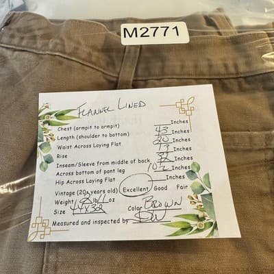 Carhartt Pants Mens 44x32 Brown Flannel Lined Duck Dungaree Work B111 Carpenter - Thumbnail 11