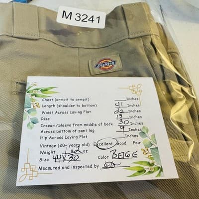 Dickies Pants Mens 44x30 Beige 874 Original Fit Khaki Workwear Chino Classic - Thumbnail 9