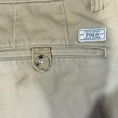 Polo Ralph Lauren Khakis Mens 32x32 Beige Cotton Flat Front Chino Pants - Thumbnail 3