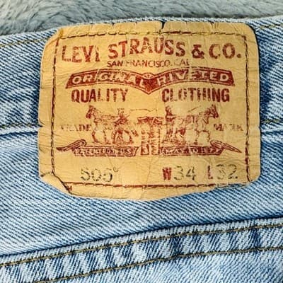 Vintage Levis 505 Jeans Mens 34x32 Blue Light Wash Straight Denim Regular Fit - Thumbnail 4