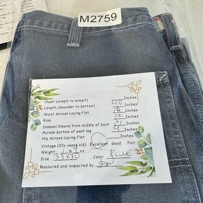 Vintage Carhartt Jeans Mens 33x30 Blue Denim Dungaree Fit Carpenter Workwear - Thumbnail 6