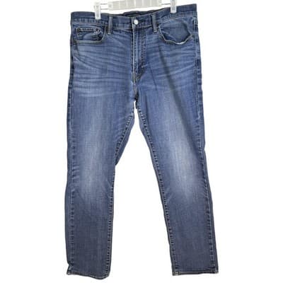 Lucky Brand 410 Athletic Slim Jeans Mens 36x30 Blue Medium Wash Whiskered Denim - Image 1