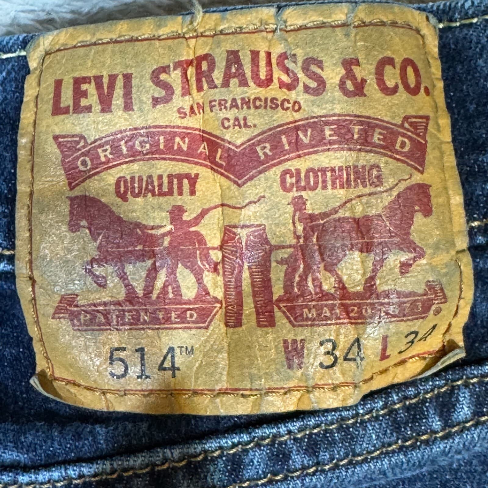 Levi's 514 Men's Jeans 34x34 Blue Denim Straight Fit Mid Rise - Thumbnail 10