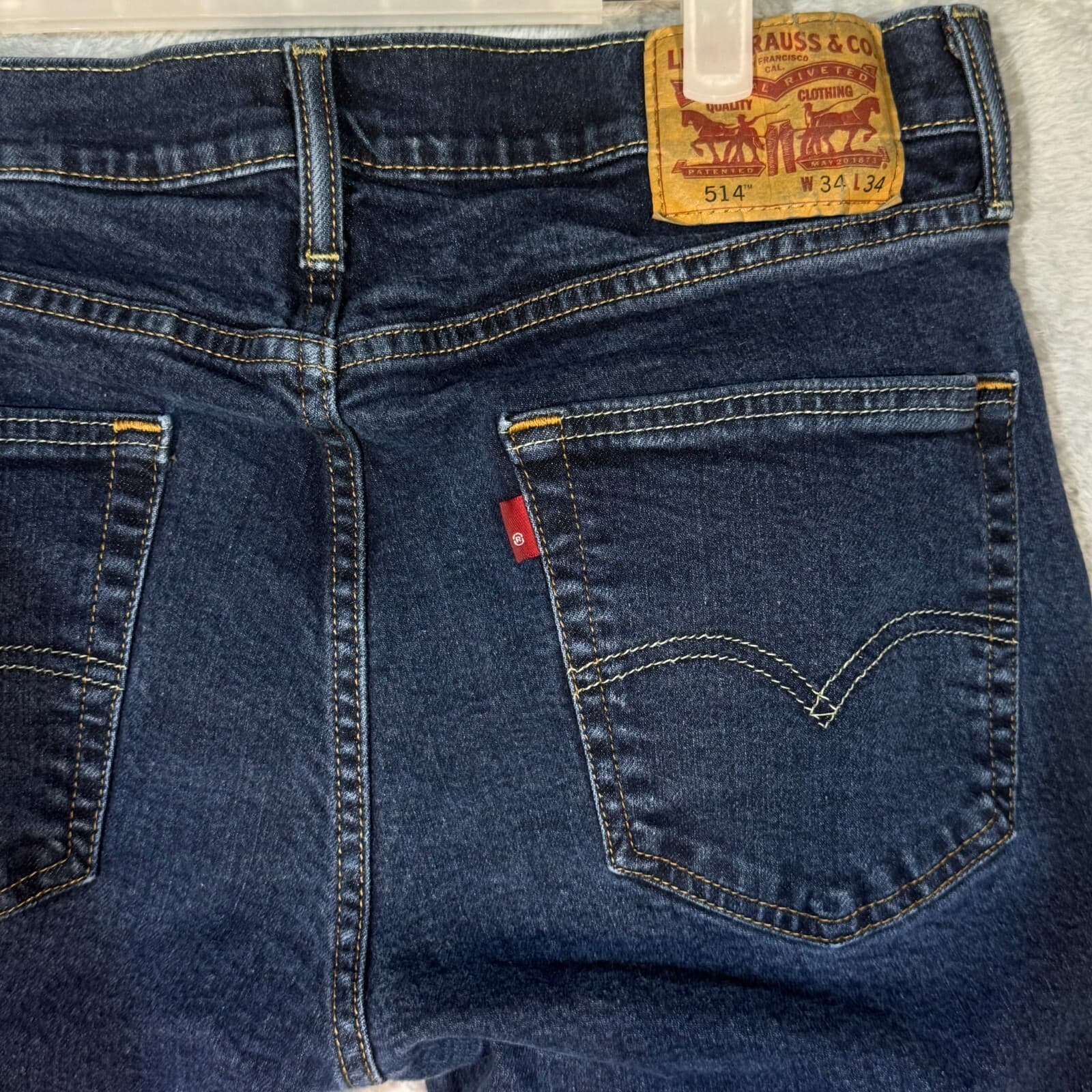 Levi's 514 Men's Jeans 34x34 Blue Denim Straight Fit Mid Rise - Thumbnail 7