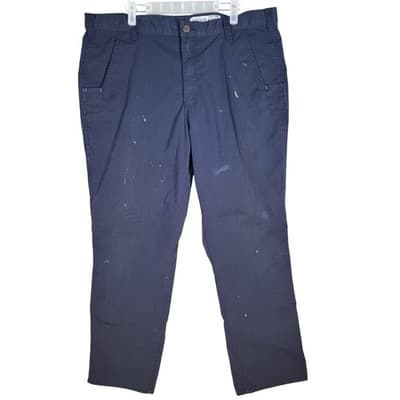 Carhartt Pants Mens 40x30 Navy Ripstop Work Utility Relaxed Fit Paint Stains - Image 1