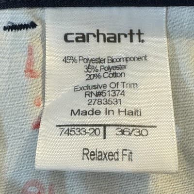 Carhartt Pants Mens 38x28 Navy Ripstop Work Relaxed Fit Zipper Pockets 74533-20 - Thumbnail 6