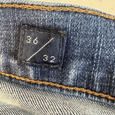 Lucky Brand 410 Athletic Slim Jeans Mens 36x30 Blue Medium Wash Whiskered Denim - Thumbnail 6