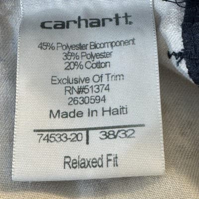 Carhartt Pants Mens 39x31 Navy Blue Ripstop Utility Relaxed Fit Zip Pocket Work - Thumbnail 8