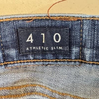 Lucky Brand 410 Athletic Slim Jeans Mens 36x30 Blue Medium Wash Whiskered Denim - Thumbnail 4