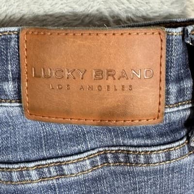 Lucky Brand 410 Athletic Slim Jeans Mens 36x30 Blue Medium Wash Whiskered Denim - Thumbnail 3