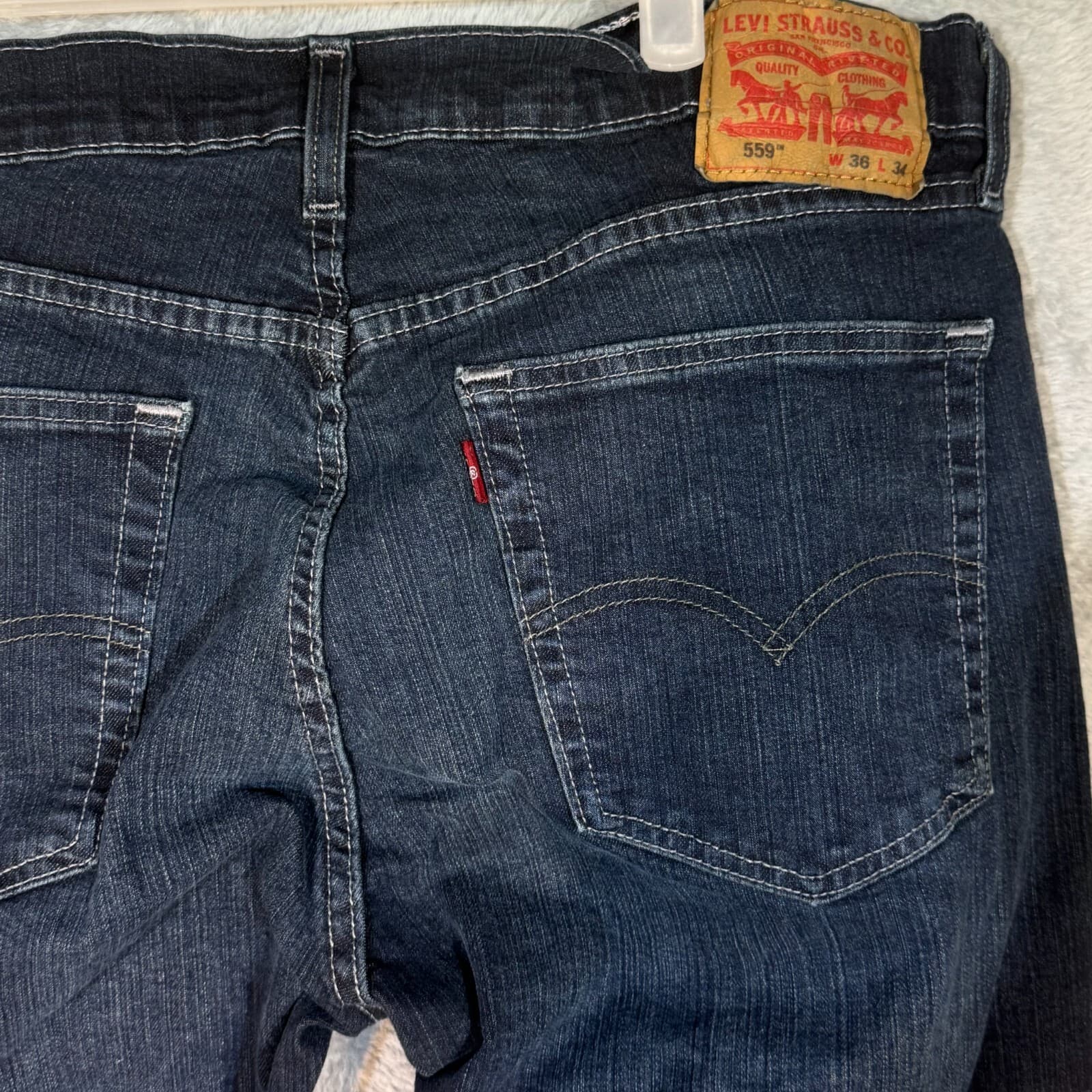 Levi's 559 Men's Jeans 36x34 Blue Denim Relaxed Fit High-Rise Straight Leg - Thumbnail 7