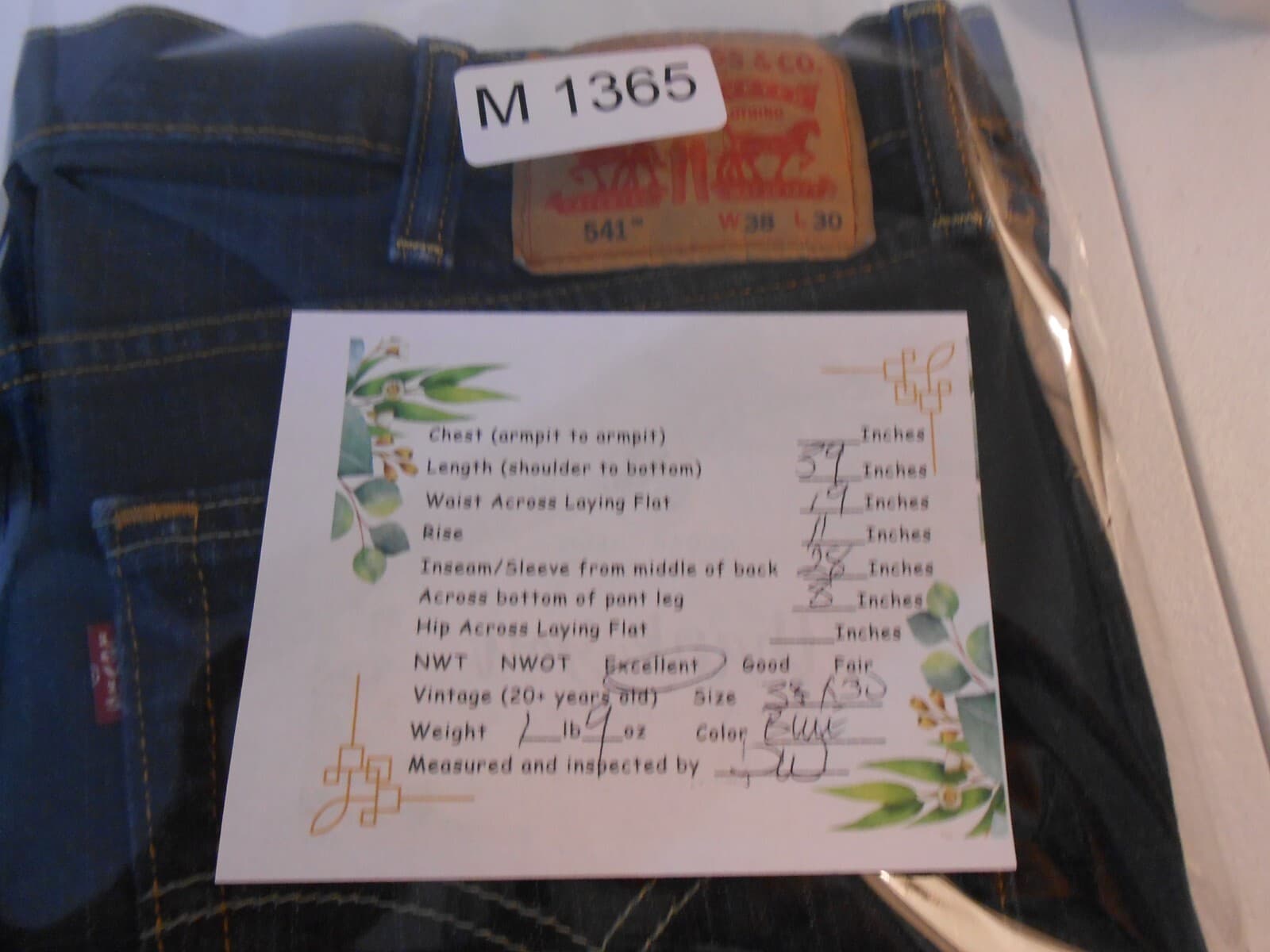 Levi's 541 Men's Jeans 38x30 Dark Wash Blue Denim Athletic Fit Stretch - Thumbnail 9