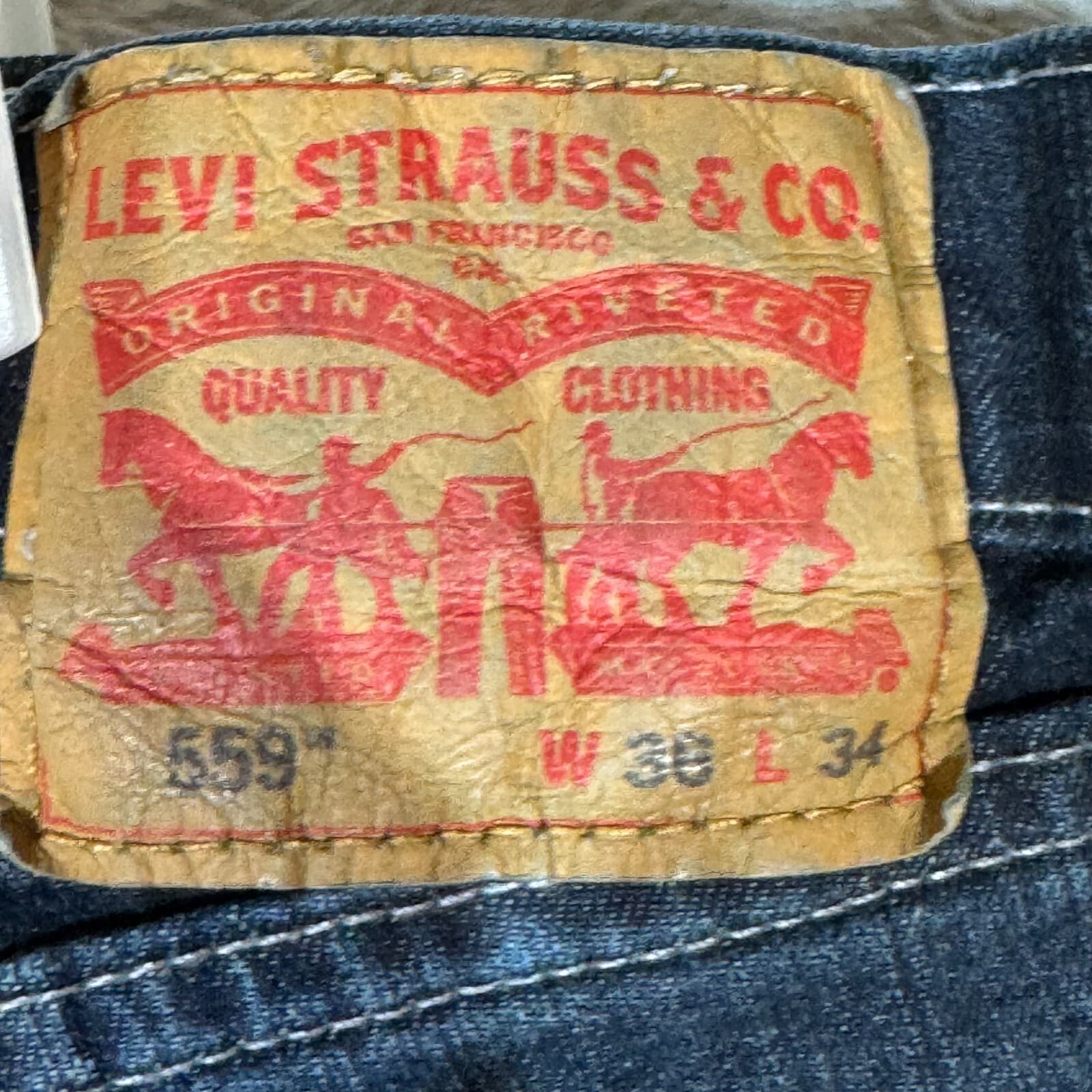 Levi's 559 Men's Jeans 36x34 Blue Denim Relaxed Fit High-Rise Straight Leg - Thumbnail 10