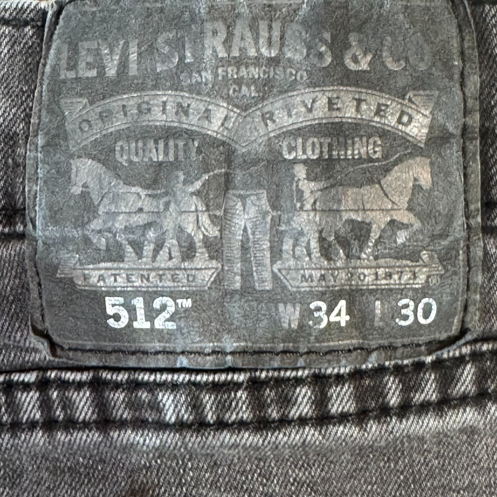 Levi's 512 Men's Jeans 34x30 Black Denim Stretch Slim Tapered Fit - Thumbnail 10