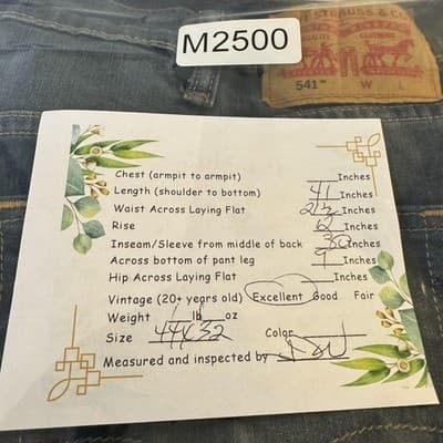 Levis 541 Jeans Mens 44x32 Blue Whiskered Athletic Tapered Stretch Denim Pants - Thumbnail 9