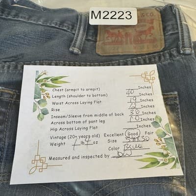 Levis 527 Jeans Mens 38x30 Blue Straight Leg Bootcut Denim Classic 100% Cotton - Thumbnail 9