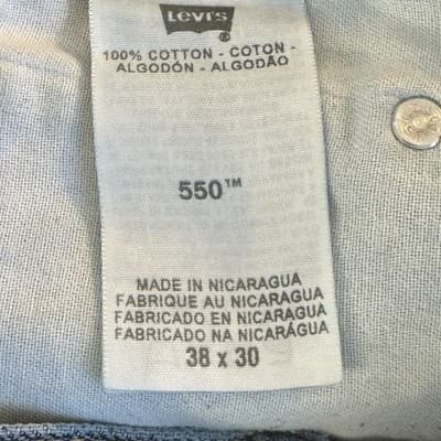 Levis 550 Jeans Mens 38x30 Blue Relaxed Fit Tapered Leg Denim Made Nicaragua - Thumbnail 4