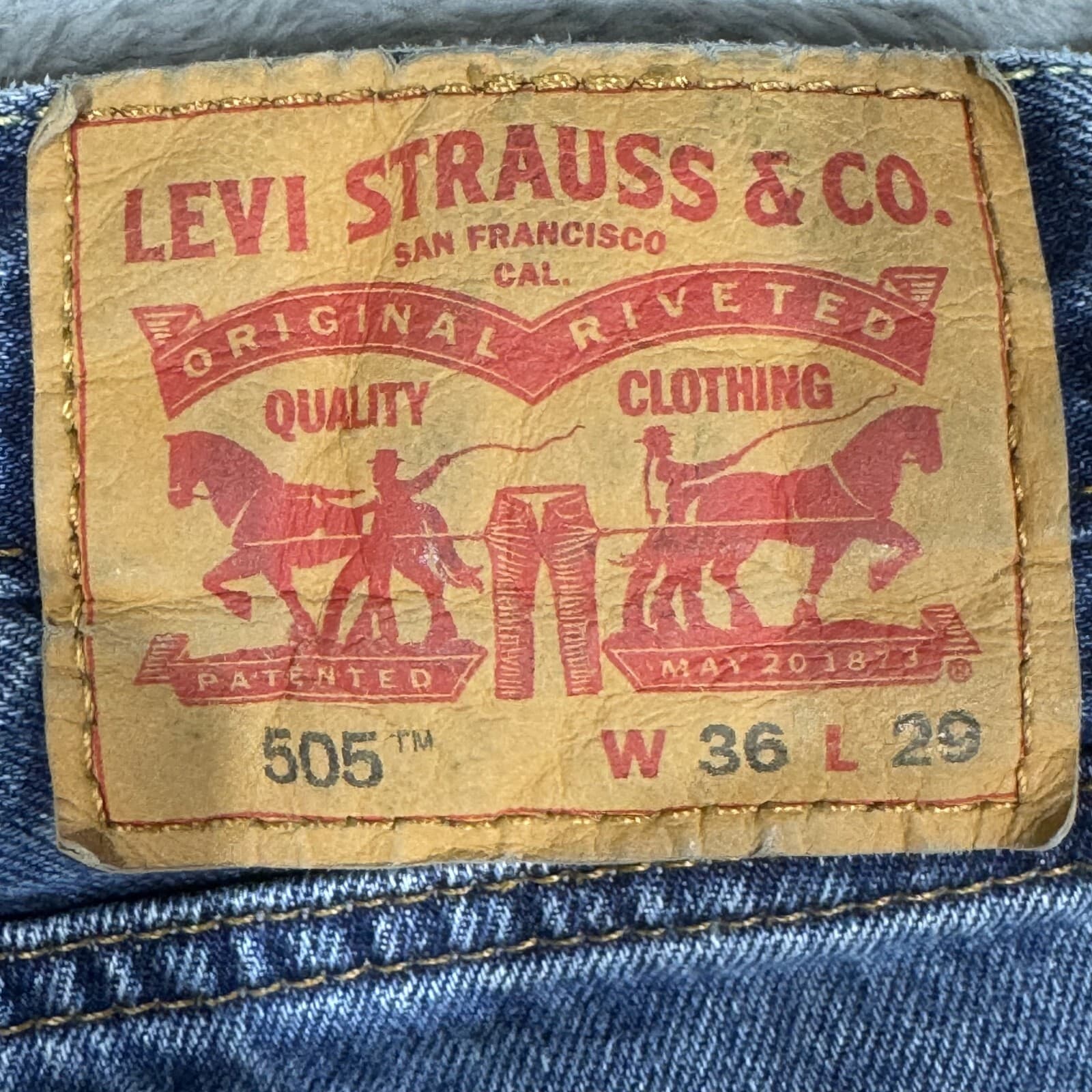 Levi's 505 Mens Jeans 36x29 Blue Denim Mid-Rise Regular Fit Straight Leg - Thumbnail 3