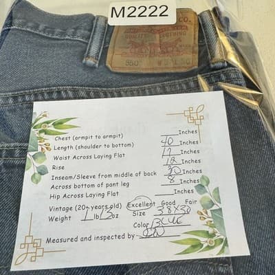 Levis 550 Jeans Mens 38x30 Blue Relaxed Fit Tapered Leg Denim Made Nicaragua - Thumbnail 7