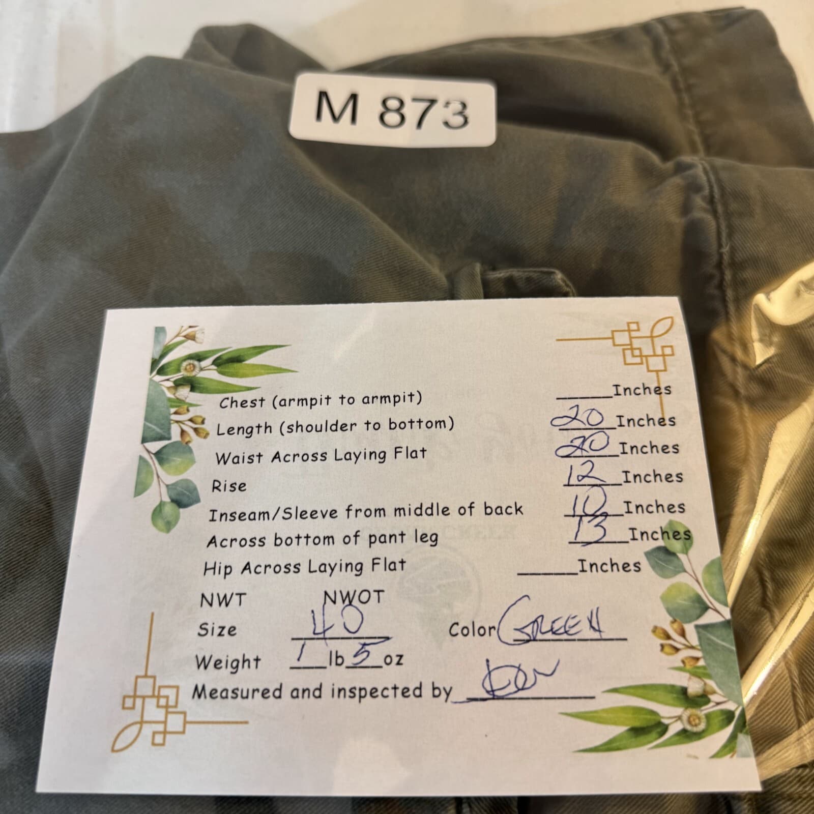 Bass Cargo Shorts Men’s 40 Green Cotton Utility Multi-Pocket High-Rise Zip Fly - Thumbnail 9