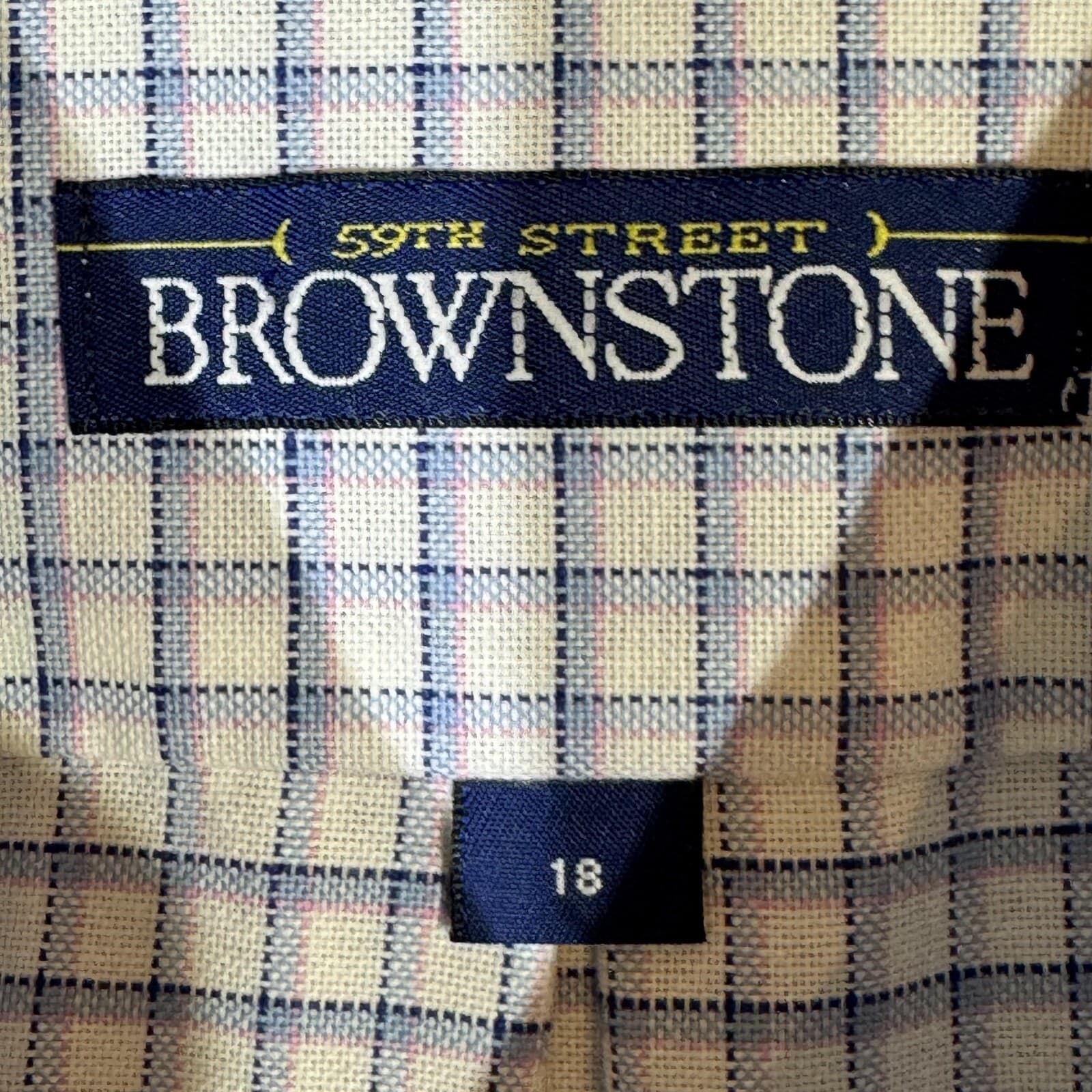 59th Street Brownstone Men's Shirt 18 Blue Check Short Sleeve Button-Down M856 - Thumbnail 6