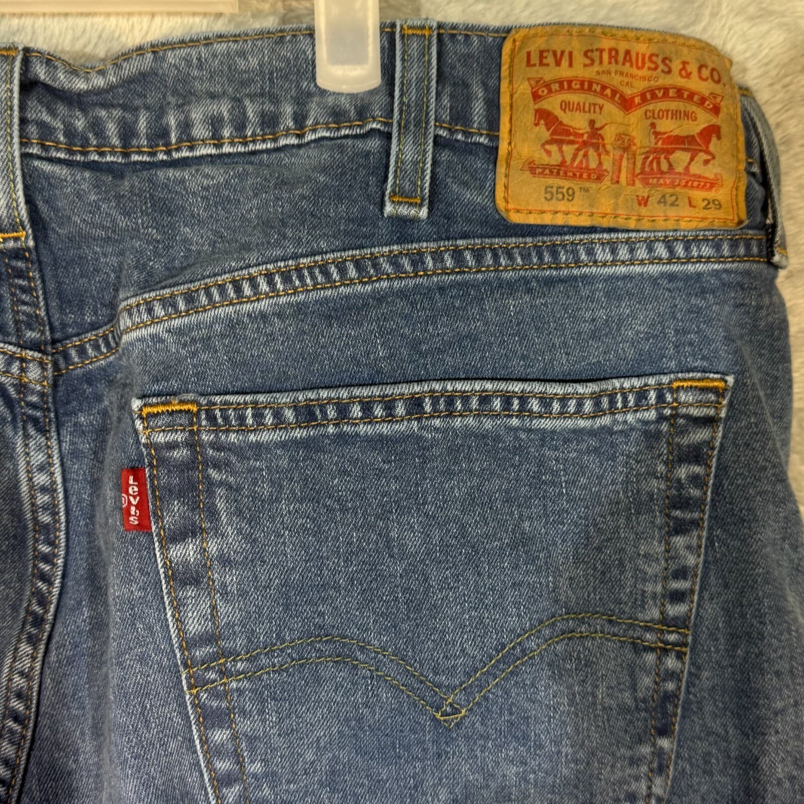 Levi's 559 Men's Jeans 42x29 Blue Denim Relaxed Fit High-Rise Straight Leg - Thumbnail 7