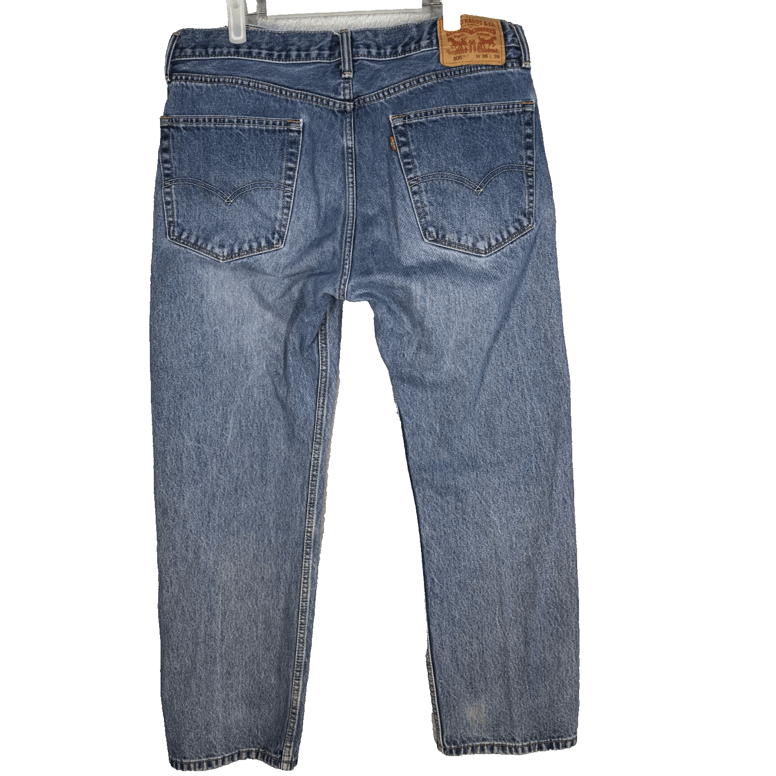 Levi's 505 Mens Jeans 36x29 Blue Denim Mid-Rise Regular Fit Straight Leg - Thumbnail 2