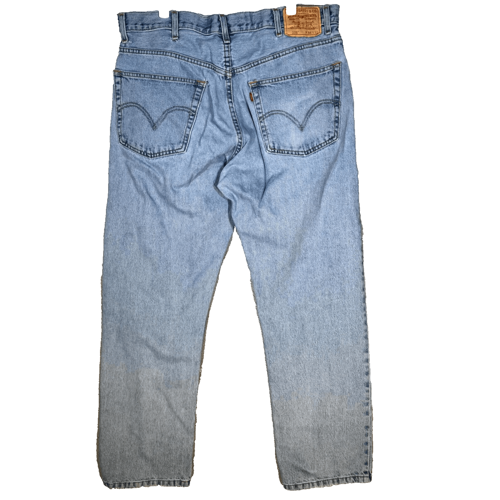 Vintage Levi's 505 Men's Jeans 38x32 Blue Denim Straight Leg Zip Fly - Thumbnail 2