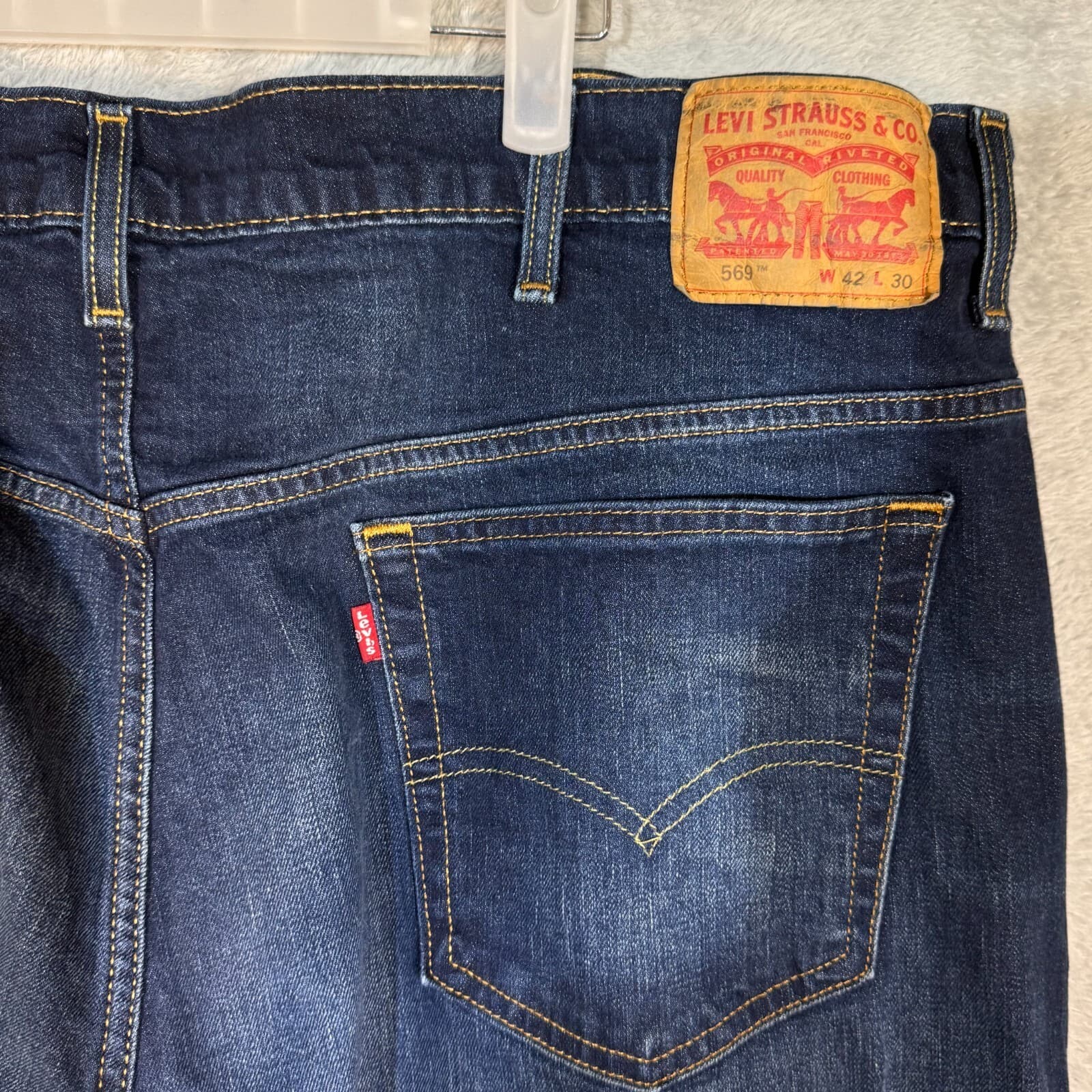 Levi's 569 Men's Jeans 42x30 Blue Denim Loose Fit Mid-Rise Straight Leg - Thumbnail 7