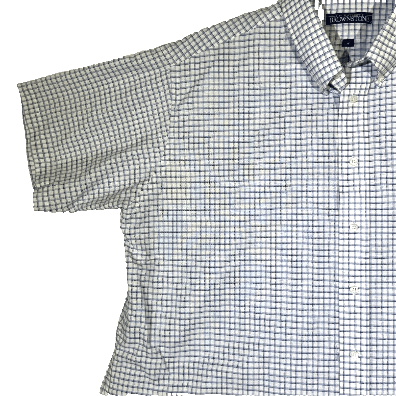 59th Street Brownstone Men's Shirt 18 Blue Check Short Sleeve Button-Down M856 - Thumbnail 2