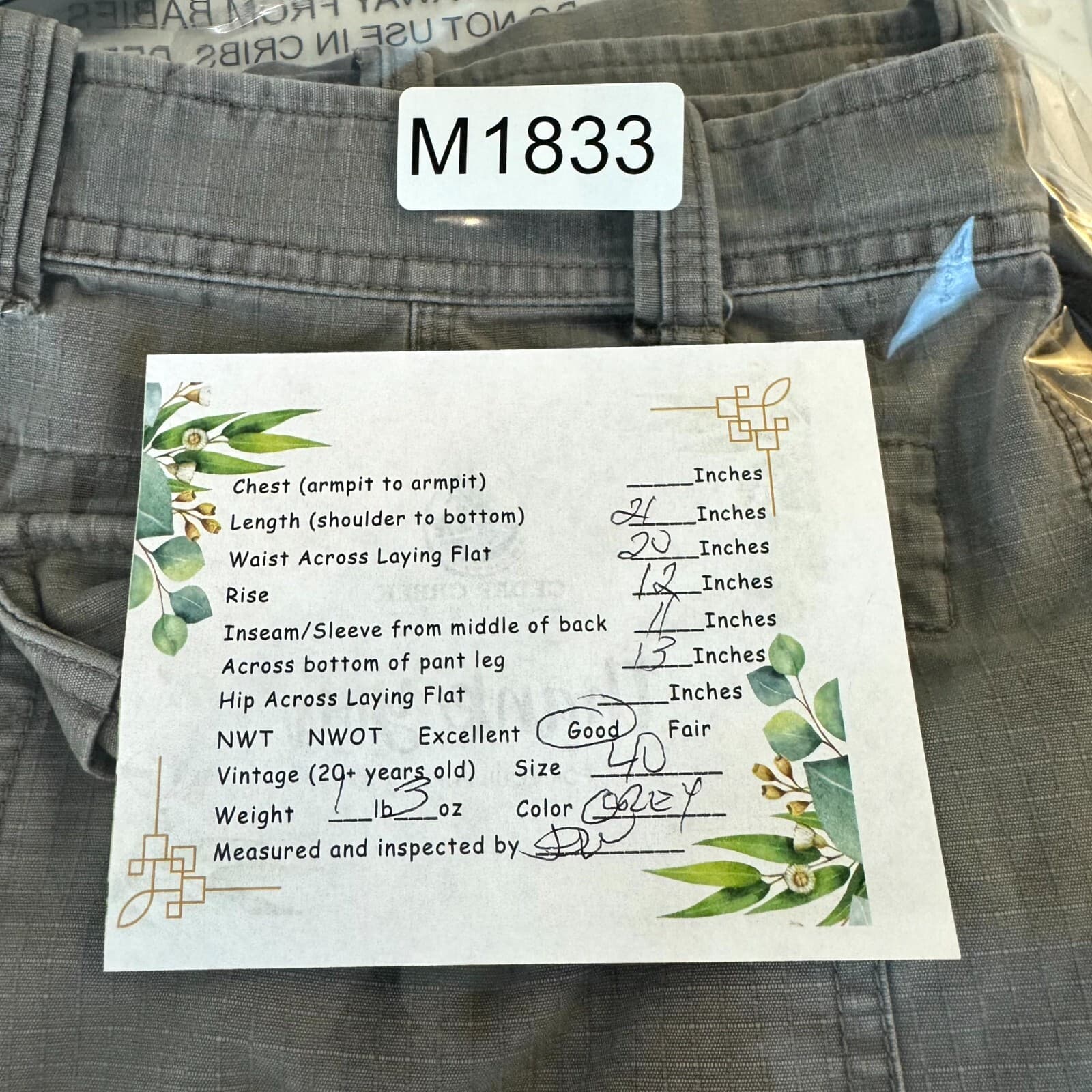 Eddie Bauer Men’s Cargo Shorts 40 Gray Cotton Utility Outdoor Rip Stop Fabric - Thumbnail 7