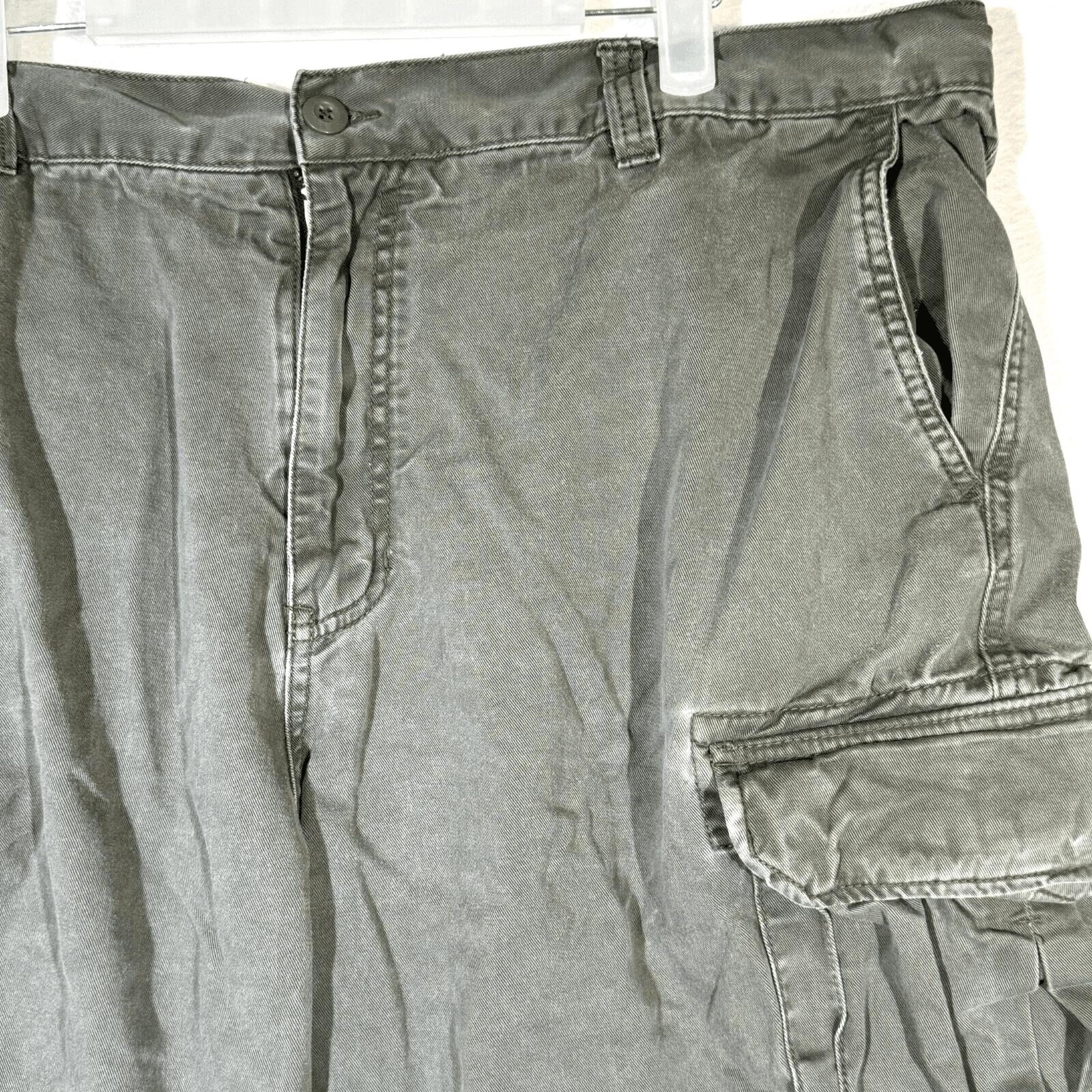 Bass Cargo Shorts Men’s 40 Green Cotton Utility Multi-Pocket High-Rise Zip Fly - Thumbnail 5