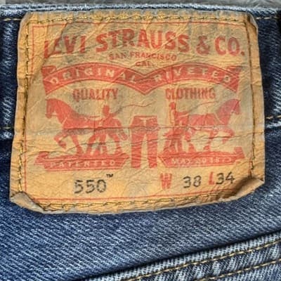 Levis 550 Jeans Mens 38x34 Blue Relaxed Fit Tapered Leg Distressed Denim Pants - Thumbnail 4