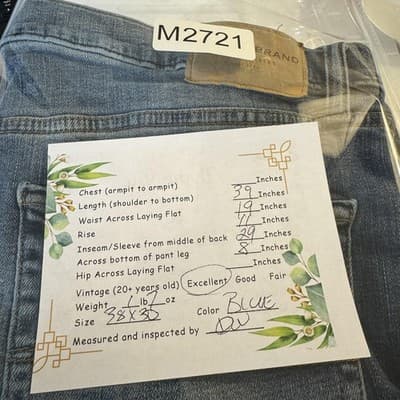 Lucky Brand 363 Jeans Mens 38x30 Blue Vintage Straight Whiskered Denim Pants - Thumbnail 12