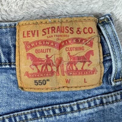 Levis 550 Jeans Mens 44x32 Blue Relaxed Fit Denim Tapered Leg Made in Egypt - Thumbnail 6