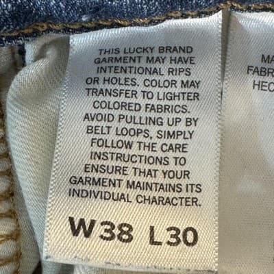 Lucky Brand 363 Jeans Mens 38x30 Blue Vintage Straight Whiskered Denim Pants - Thumbnail 8