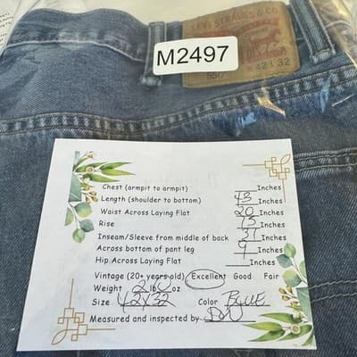 Levis 550 Jeans Mens 42x32 Blue Relaxed Fit Tapered Leg Denim High Rise Classic - Thumbnail 8