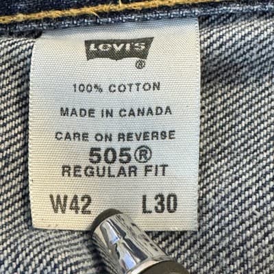 Vintage Levis 505 Jeans Mens 42x30 Blue Regular Fit Denim Made Canada 90s - Thumbnail 6