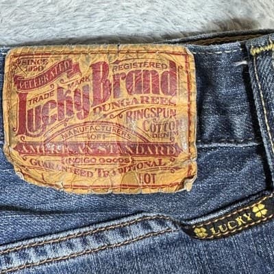 Lucky Brand Jeans Mens 30x31 Blue Straight Leg 165 Short Length Denim Dungarees - Thumbnail 3