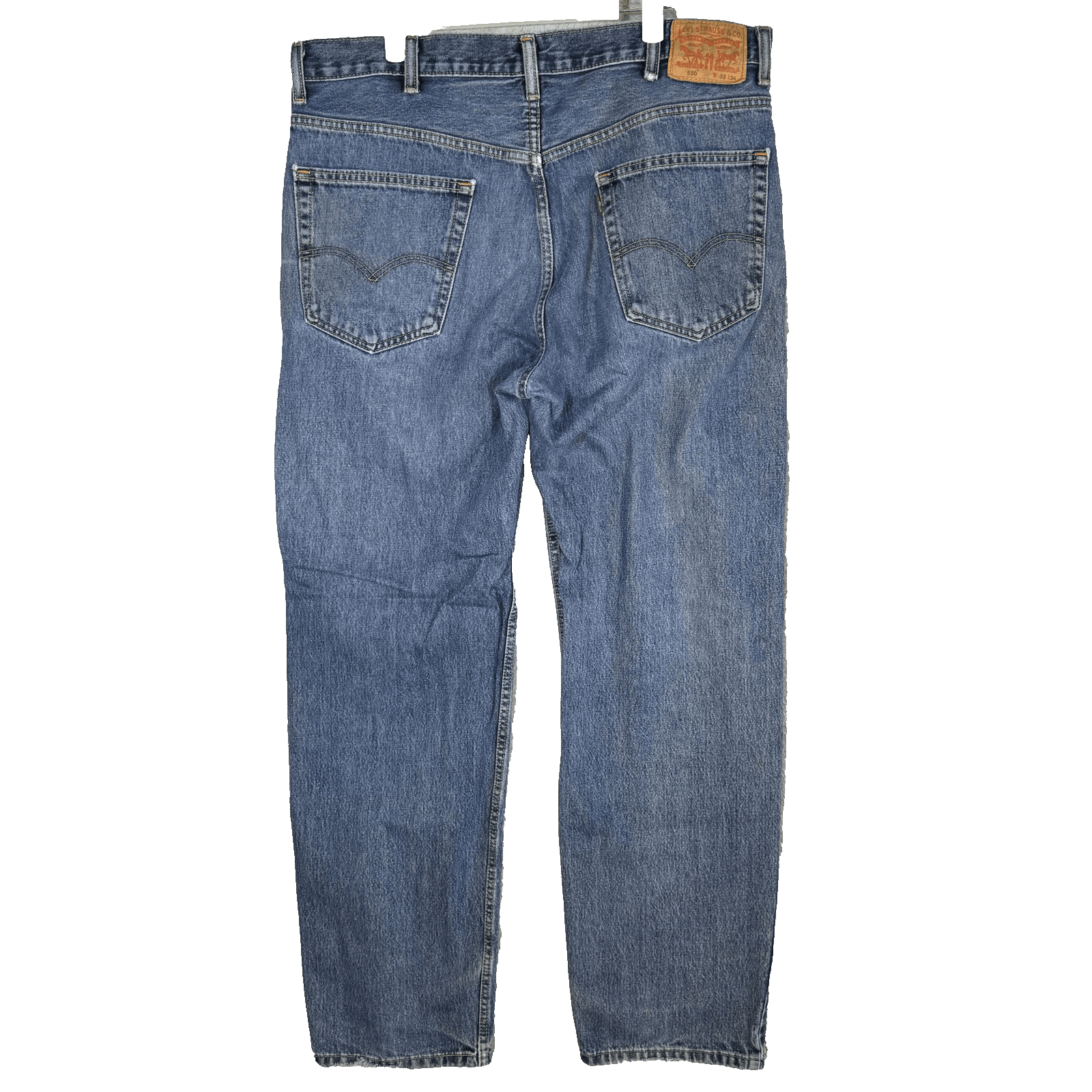 Levis 550 Jeans Mens 38x34 Blue Relaxed Fit Tapered Leg Distressed Denim Pants - Thumbnail 2