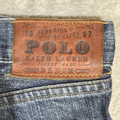 Polo Ralph Lauren Jeans Mens 38x30 Blue Slim Straight Fit Denim RL Embroidered - Thumbnail 4