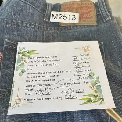 Levis 559 Jeans Mens 40x30 Blue Relaxed Straight Fit Whiskered Denim 100% Cotton - Thumbnail 9