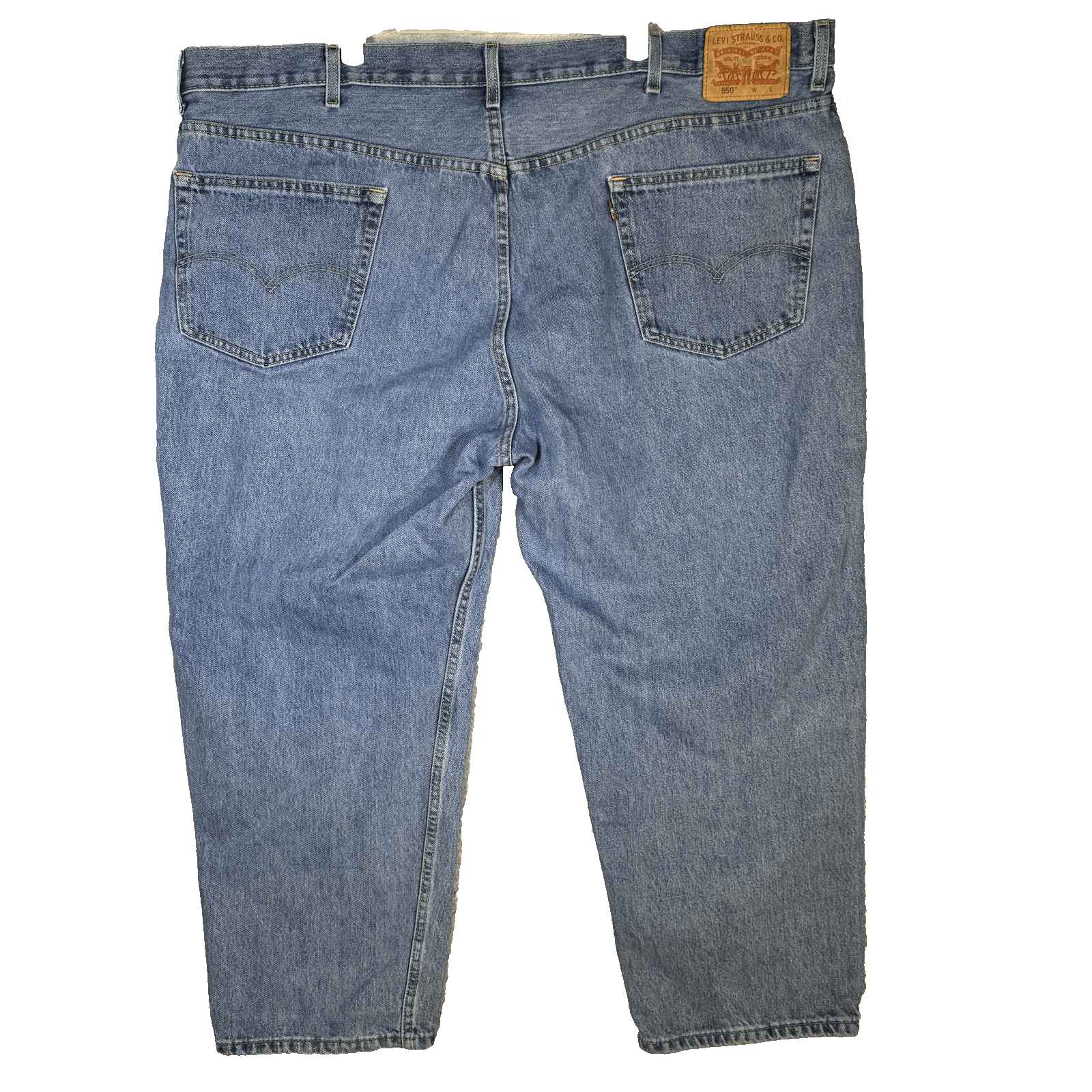 Levis 550 Jeans Mens 50x29 Blue Relaxed Fit Tapered Leg Denim Made Nicaragua - Thumbnail 2