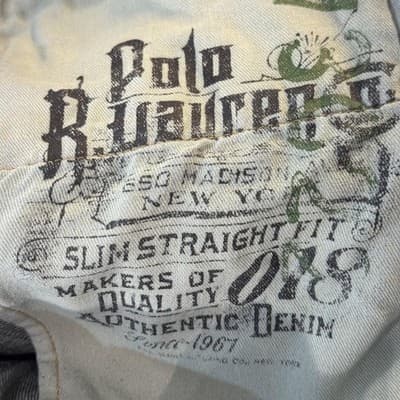 Polo Ralph Lauren Jeans Mens 38x30 Blue Slim Straight Fit Denim RL Embroidered - Thumbnail 5