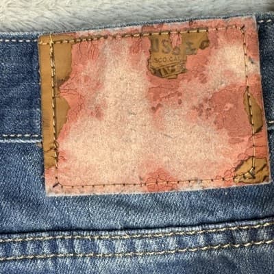 Levis Jeans Mens 32x30 Blue Distressed Denim Straight Leg Faded Wash Pants - Thumbnail 5