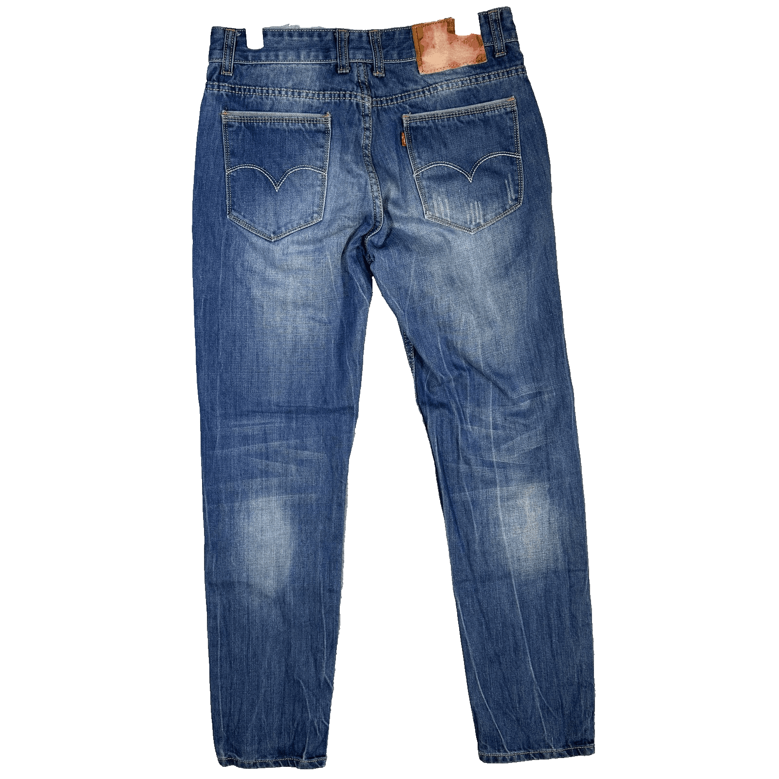 Levis Jeans Mens 32x30 Blue Distressed Denim Straight Leg Faded Wash Pants - Thumbnail 2