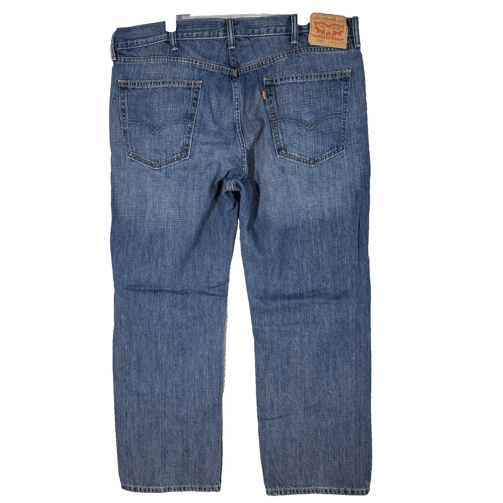 Levis 559 Jeans Mens 40x30 Blue Relaxed Straight Fit Whiskered Denim 100% Cotton - Thumbnail 2